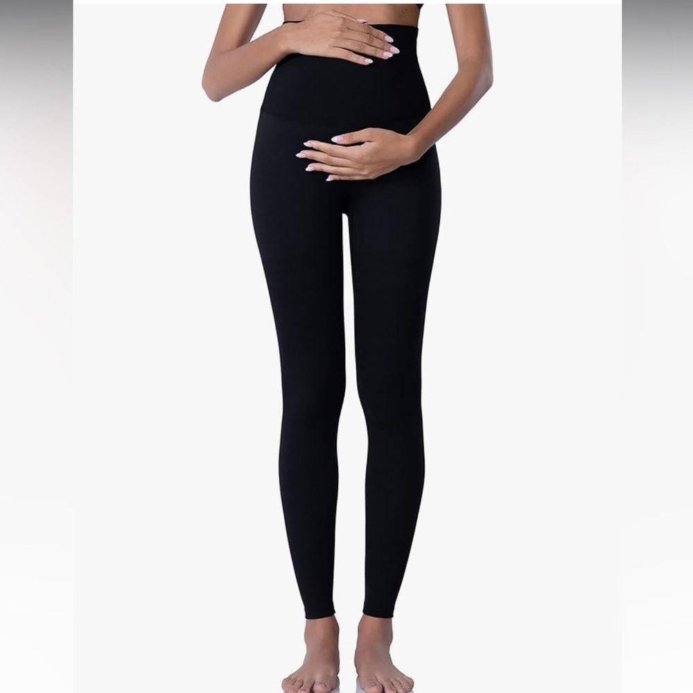 POSHDIVAH Women's Maternity OverTheBelly Pregnancy ActiveWear Workout Leggings S - Picture 1 of 10